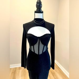 Short, Black, long sleeve dress